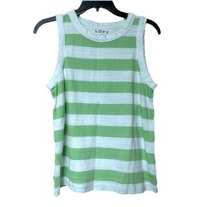 Loft Top Women’s LgP Sleeveless Knit Nautical Striped Y2K Casual Green White